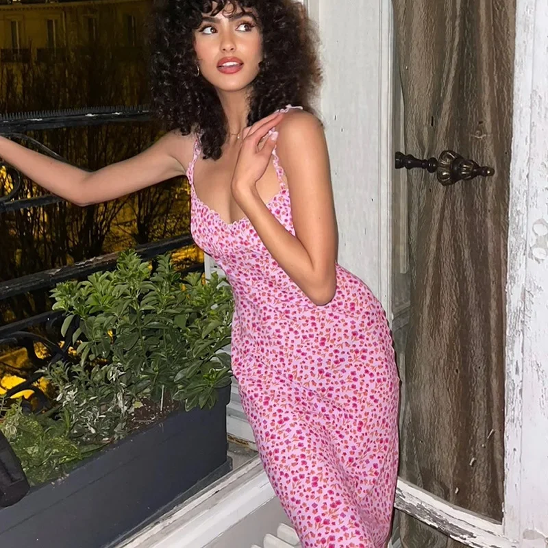 

Sexy Bohemian Dress Vacation Flower Suspender Dress Women's New Style 2025 Summer Dresses for Women