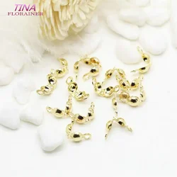 100PCS 4MM Calotte Crimp Bead Tip Knot Cover Supplies For Jewelry 14K Gold Color Plated Connector Clip Clasp Fittings Component