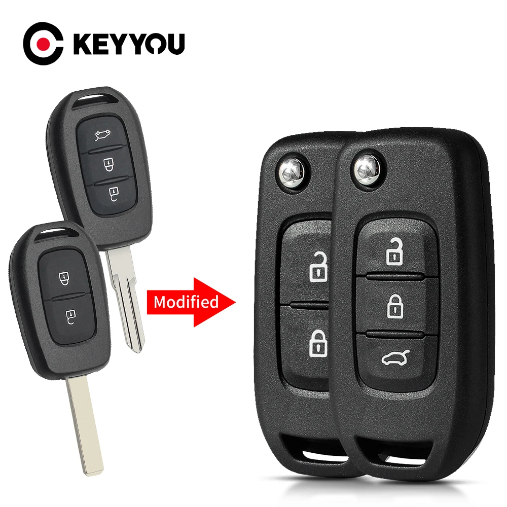 KEYYOU New 2/3 Buttons Car Remote Key Shell For Renault Sandero Logan Lodgy Dokker Dacia Duster Auto Smart Modified Flip Key