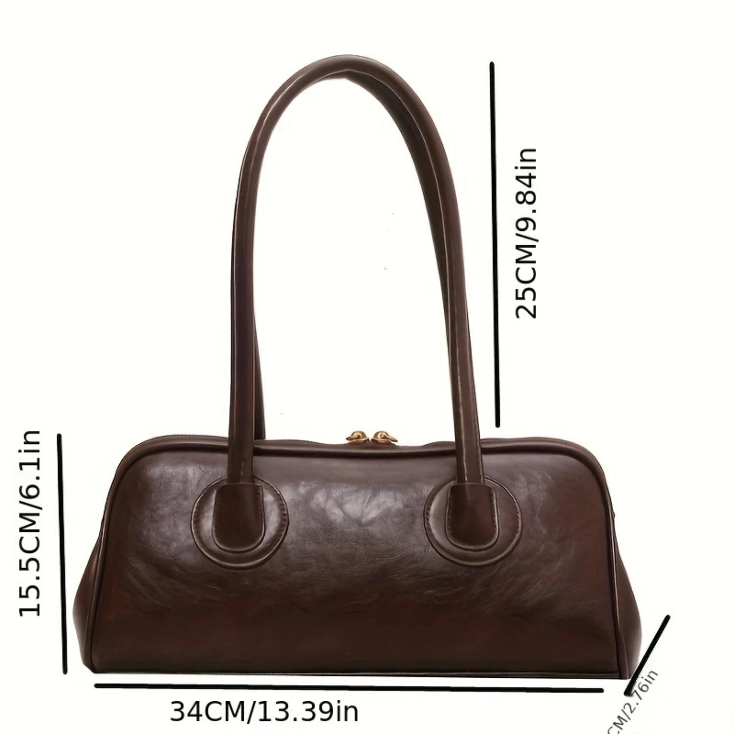 Bolsa de ombro monocromática feminina, bolsa retrô de axilas, bolsa moda