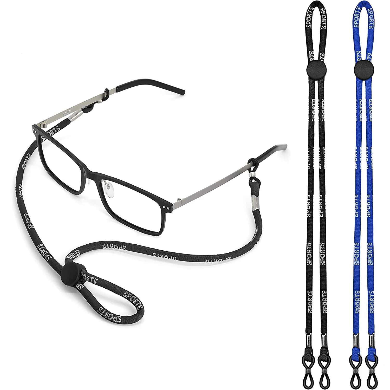 Adjustable Sport Sunglasses Strap, Eyeglass Cord Lanyard, Glasses Neck Elastic String Chain With Silicone Anti Slip Holder