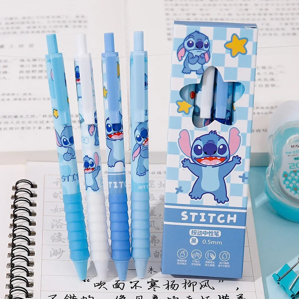 Aniime 4Pcs Stitchss High Quality Needle Type Gel Pens Straight Liquid Ballpoint Pen Stationery School Office Writing Gifts
