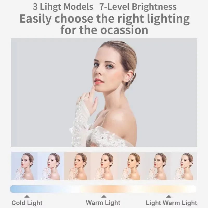 2025 حامل سيلفي قابل للتمديد يدور 360 درجة حامل هاتف قابل لإعادة الشحن لاسلكي قابل للطي 7 LED ملء الضوء للبث المباشر