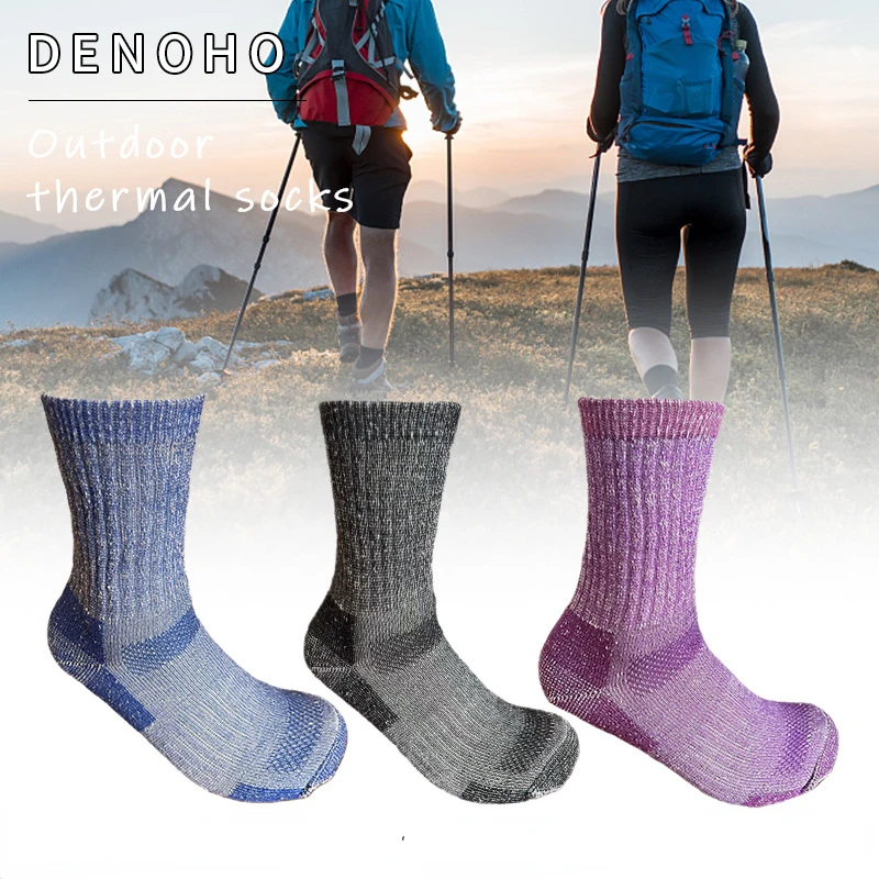 

Merino Wool Socks Women's style Autumn Winter Thickened Thermal Socks Mountaineering Breathable Outdoor Sports Socks Large