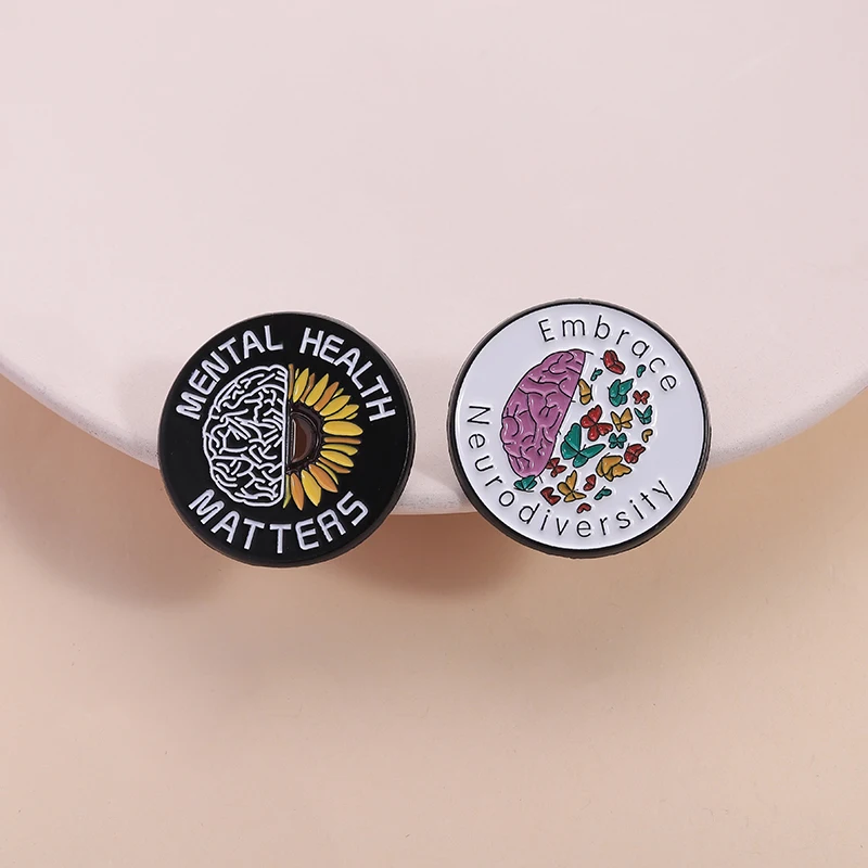 Nental Health Matters Enamel Pins Embrace NeurodiversityMental Health Awareness Brooches Lapel Badge Jewelry Gifts for Friends