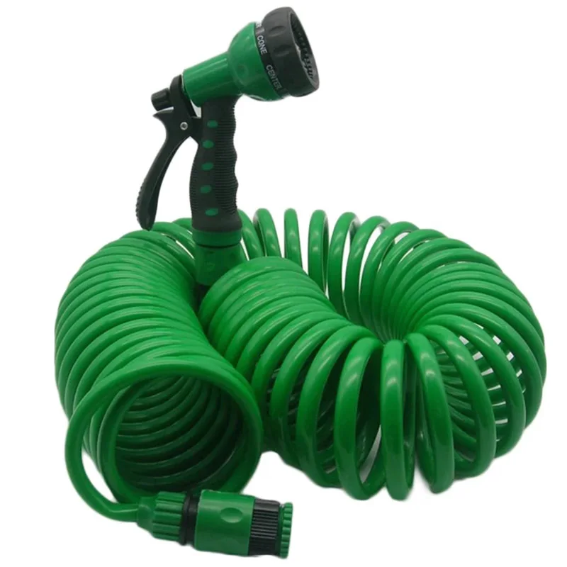 

Flexible Coiled Spiral Garden Car Washing Clean Water Hose With Spray Nozzle For Household Car Wash Garden Water