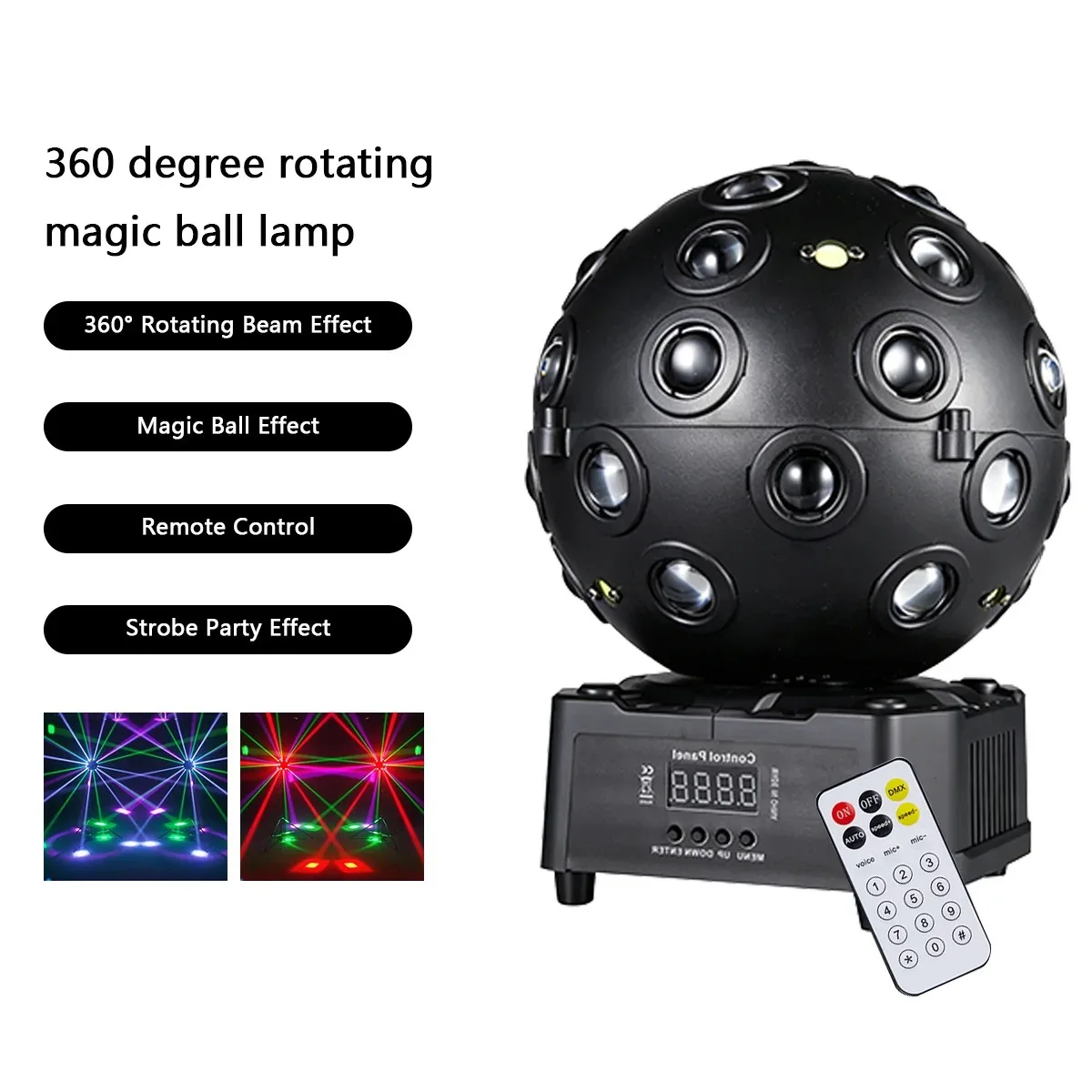 150W Disco Ball Party Lights Remote 360°Rotation LED Beam DJ Moving Head DMX512 Disco Stage Effect For Club Bar Christmas