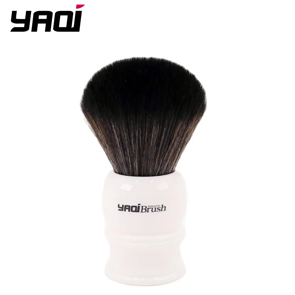 Yaqi 30mm Size Knot White Handle Black Synthetic Hair Shave Brush