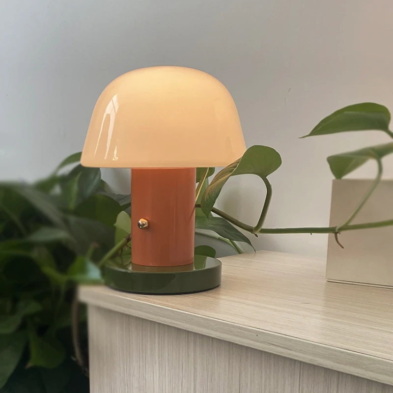 Decorative mushroom table lamp master bedroom bedside touch dimming atmosphere wireless charging table lamp