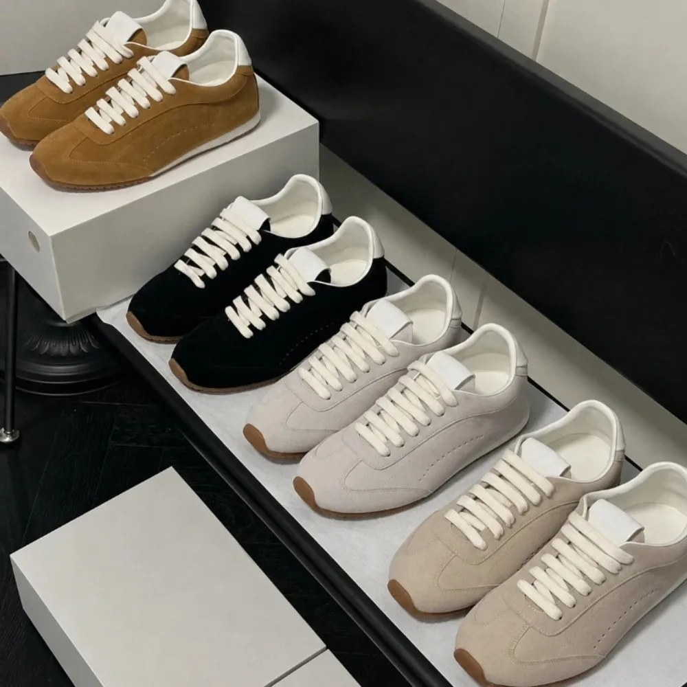 Luxury Designer Sunset Retro Trainer Shoes Genuine Leather Soft Flat Sole Sneakers Unisex Casual Running Footwear Sports Shoes