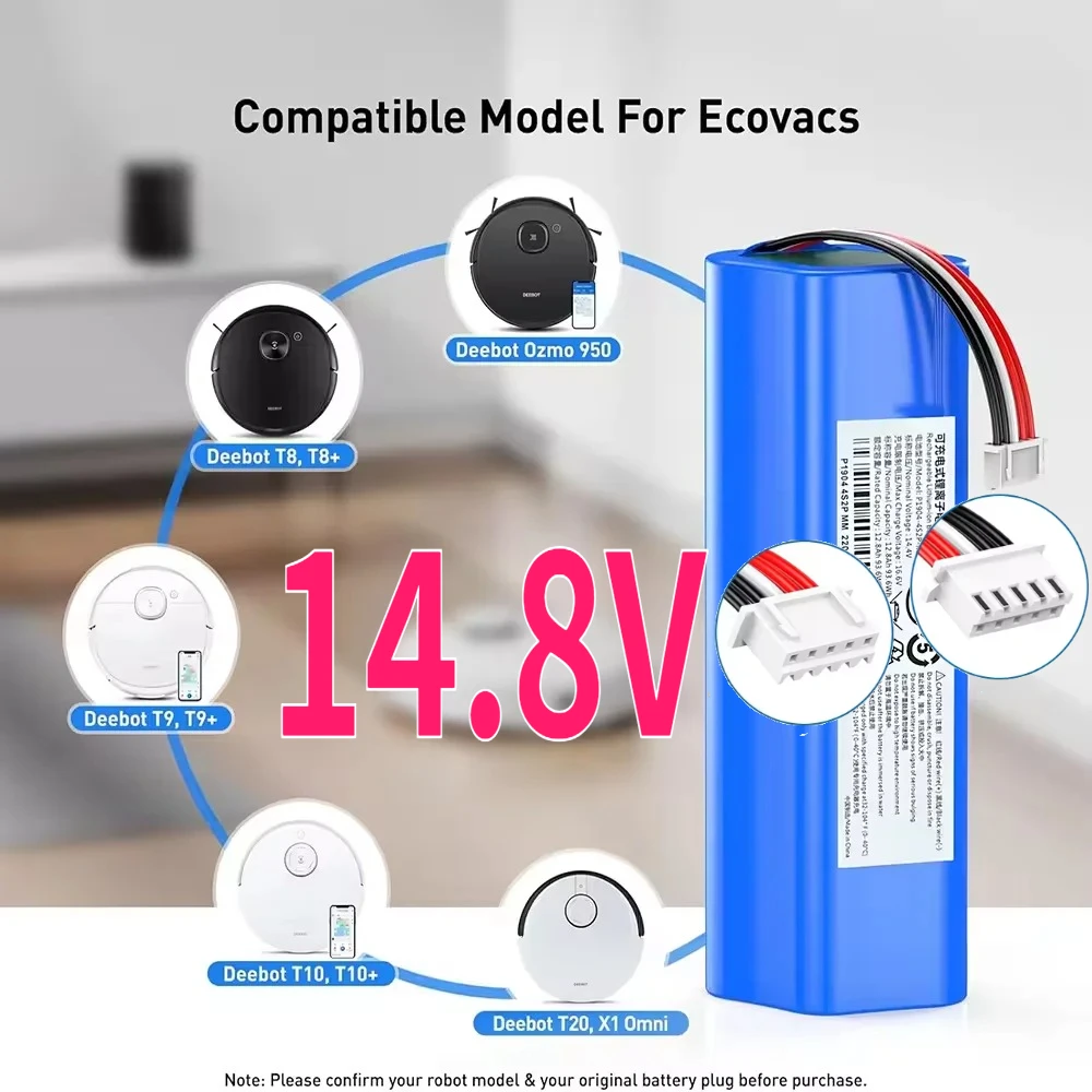 

14.8V Battery for Ecovacs Deebot Ozmo 950，X1 Omni,X1 Turbo, X1 Plus,T8/T8+,T9/T9+,T10/T10+ Robot Vacuum Cleaner