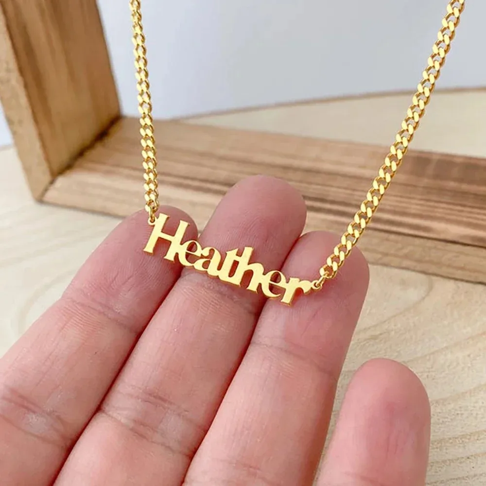 Personalized  Name Necklaces For Baby Boy Girl Custom Stainless Steel Nameplate Choker Necklace Handmade Jewelry Child Gifts