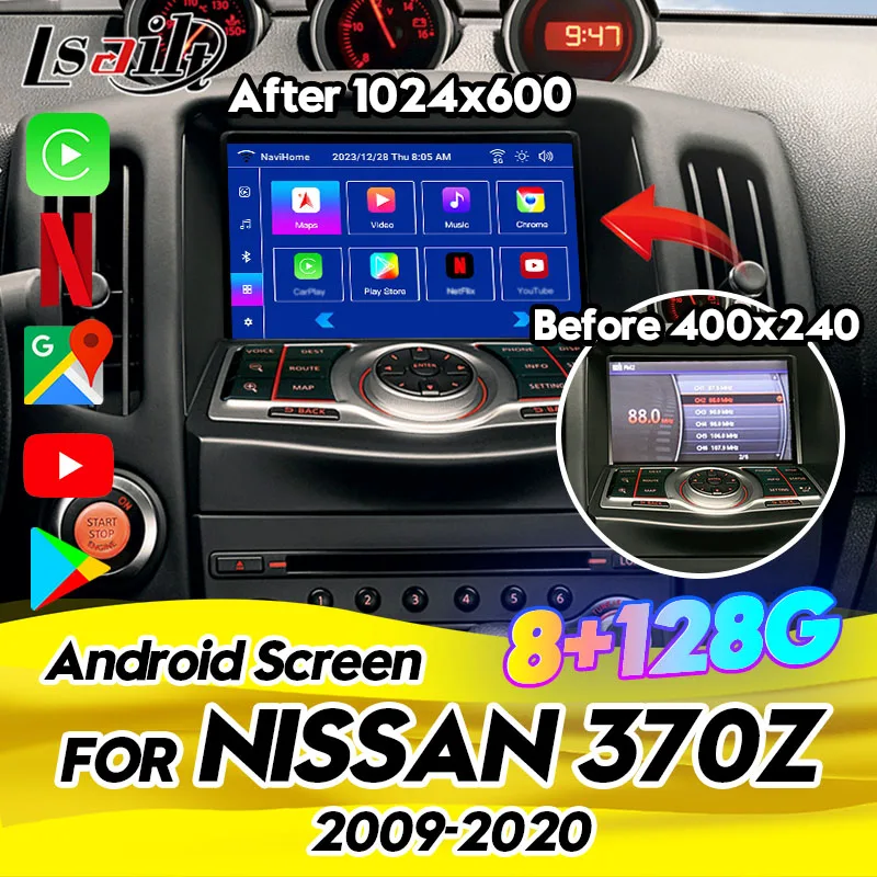 Lsailt 7-дюймовый 8G Android-экран для зарабатывания для Nissan 370Z, 370GT Android-интерфейс в комплекте Spotify, беспроводная игра с автомобилем