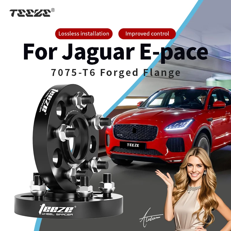 Teeze 2/4pcs 5x108 CB 63.4 M14 x 1.5 Hub Centric Black Forged wheel spacer For Jaguar E-Pace Flange Plate15/20/25/30/35mm