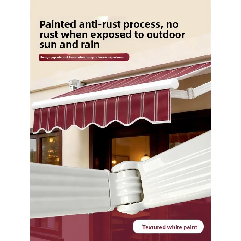 Sunshade, rain shelter, folding and retractable hand-cranked electric canopy, terrace, outdoor facade