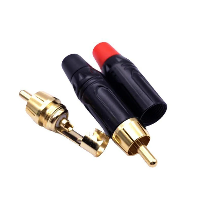 1PCS RCA 오디오 및 비디오 플러그 커넥터 RCA 남성 로터스 잭 블랙 도금 전기 도금 골드 도금 헤드