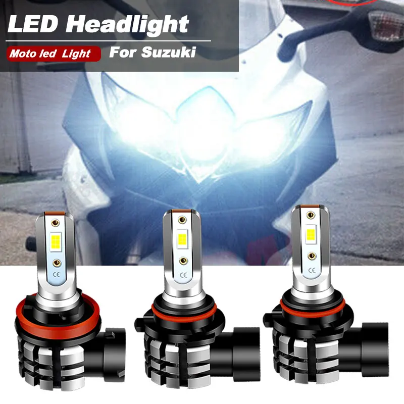 Motorcycle 9600LM LED Headlight High Low Beam Park Light Bulbs Kit 4PCS White 6000K For 2008 2009 Suzuki GSXR 600 750
