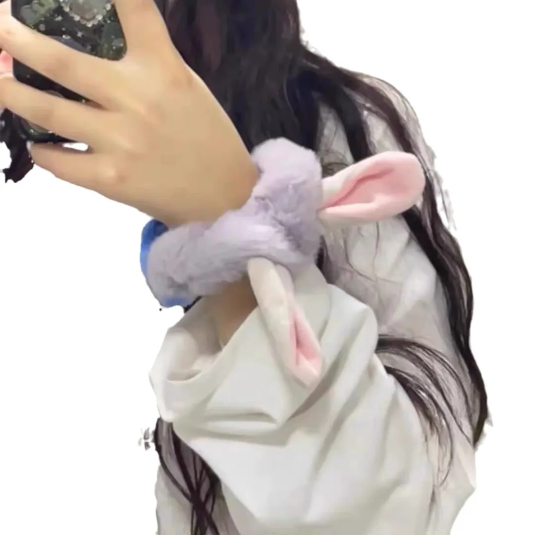 Miniso zootopia laço de cabelo de pelúcia judy menina outono acessórios para o cabelo borracha jóias estudante decoração chapelaria presente aniversário da menina