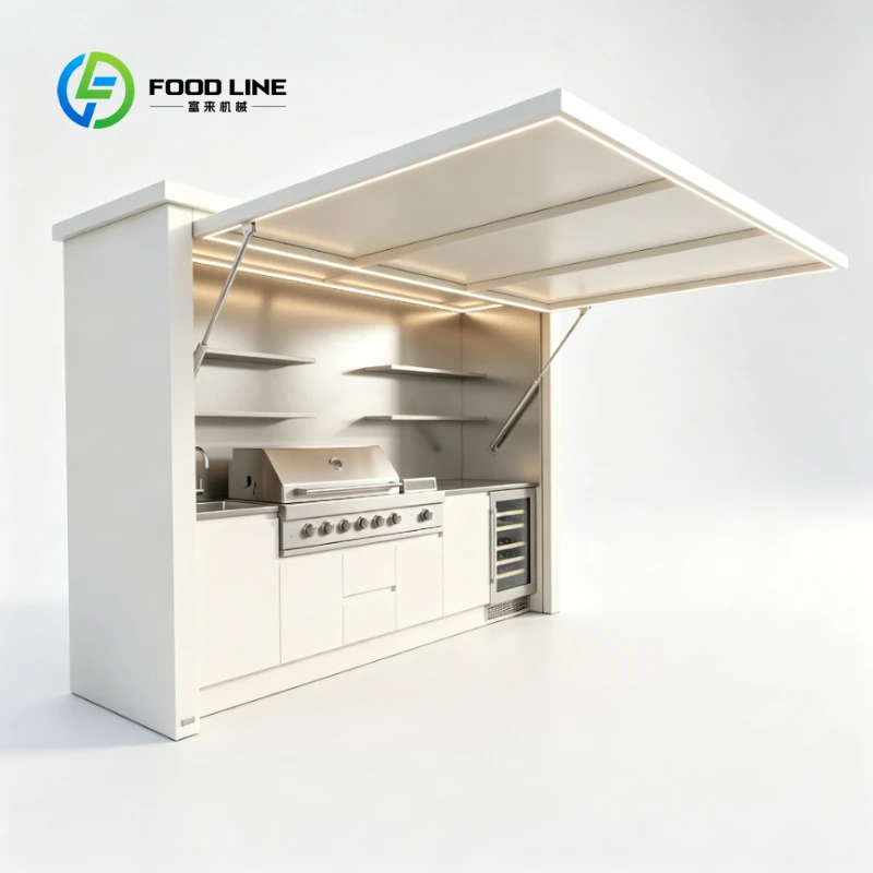 Customized Closable Shed for Outdoor BBQ Kitchen with Remote Control Complete BBQ Setup Outdoor Kitchen Cabinets