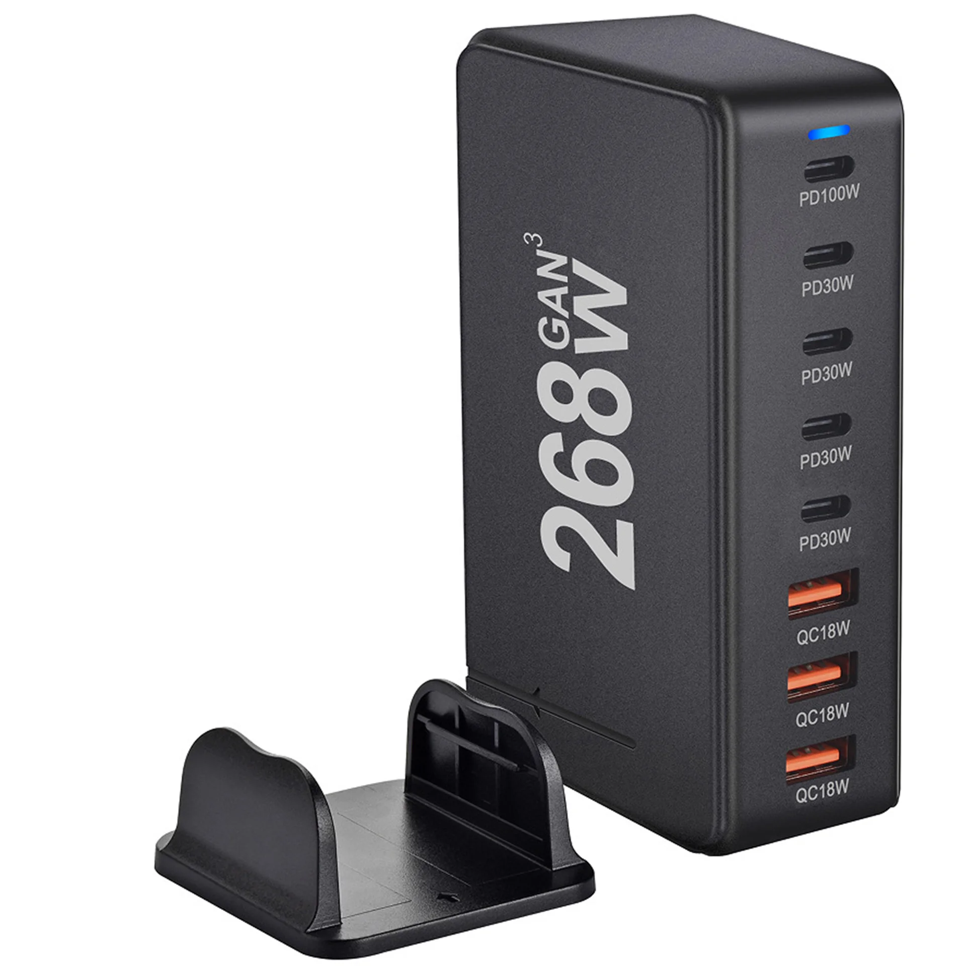 268W 8 Ports USB Type C Quick Charging Dock Stand Desktop PD GaN Fast Charger Adapter For Mobile Phone Laptop US EU AU UK Plug