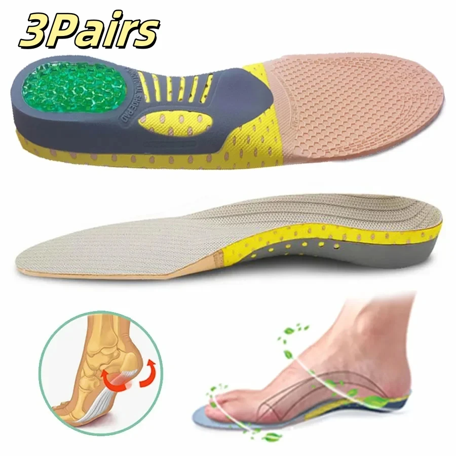 3Pairs Orthopedic Insoles Orthotics Flat Foot Health Sole Pad For Shoes Insert Arch Support Pad Plantar Fasciitis Feet Care Pads