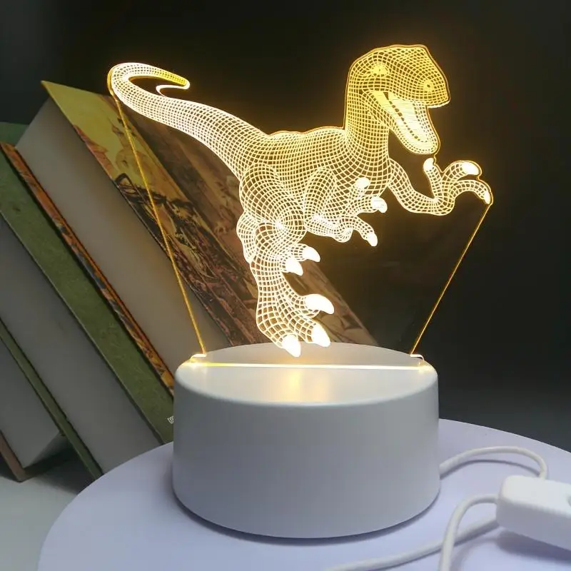 Tyrannosaurus Rex 3D Night Light with Touch Switch, 7 Conversão de Cores, Lâmpada de Mesa para Sala de Estar, Quarto, Estudo Decoração Lâmpadas