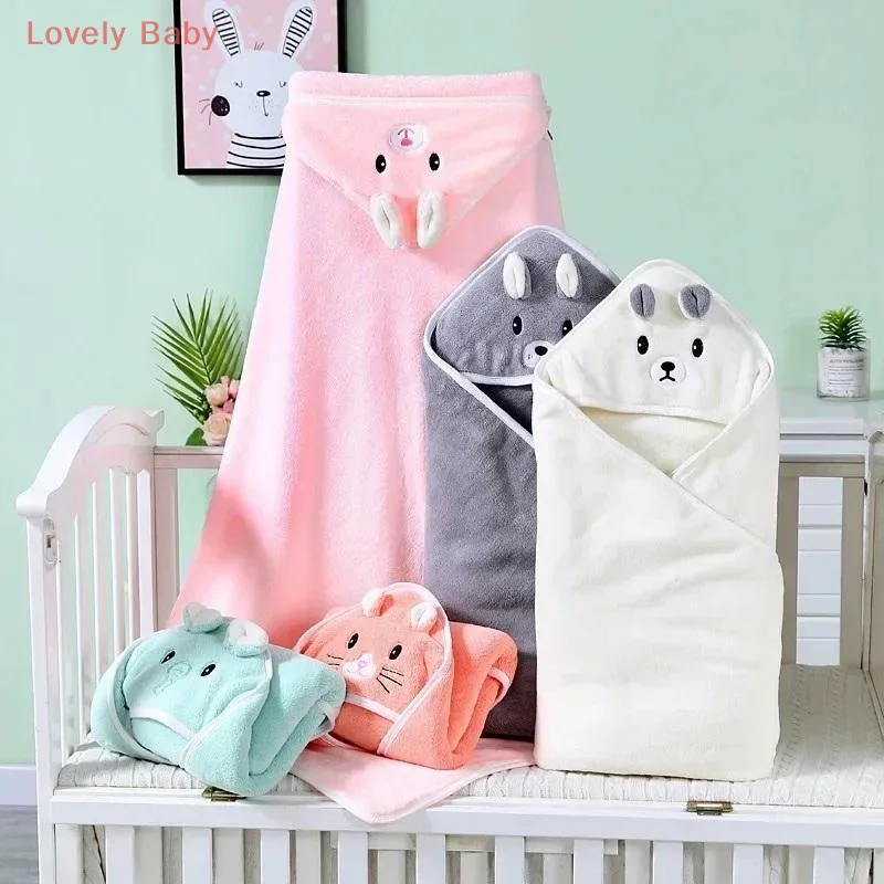 【BS】Cartoon Animal Baby Hooded Bath Towels Toddler Bathrobe Warm Sleeping Swaddle Wrap For Boys Girls Newborn Soft Towel Blanket