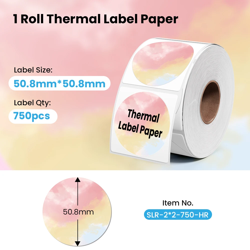 Direct Thermal Labels 750 Sheets 2"x2" Paper Roll Compatible with Shipping Label Printer 241BT/2410BT/D520BT etc. - High Quality