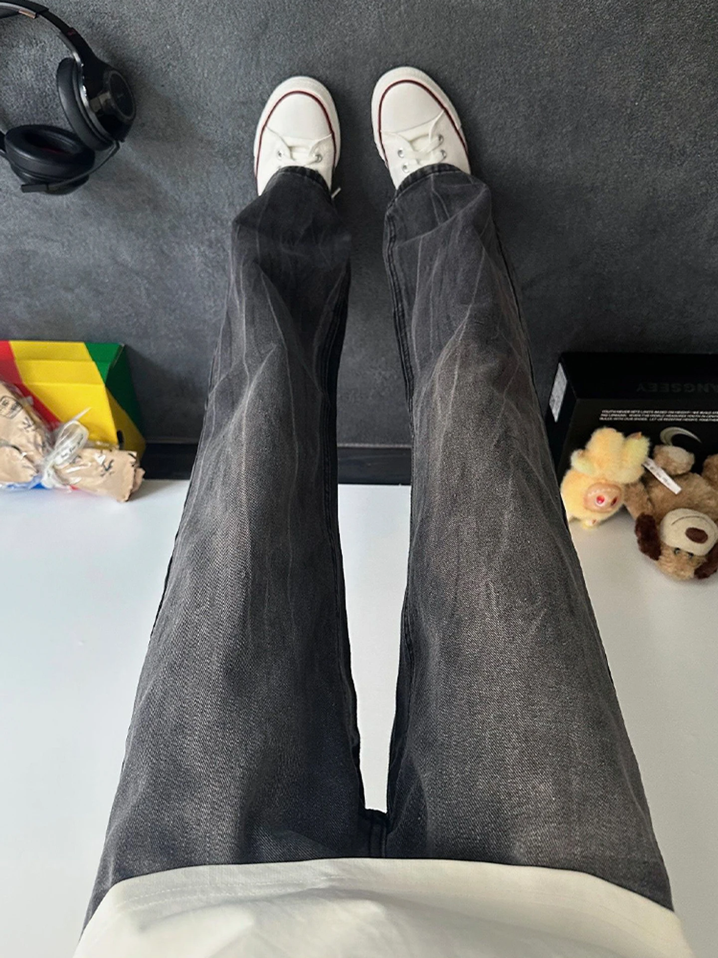 

Мужские джинсы Bla adient Lightning Pattern, осенние, расклешенные, с удлинением ног, в американском стиле High Street, прямые брюки