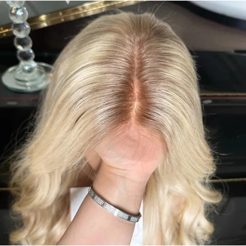 

Natural Layered Women Human Hair Wigs Honey Blonde with Brown roots 100% Brazilian Virgin Hair Sale Glueless Long 13x6 13x4 HD