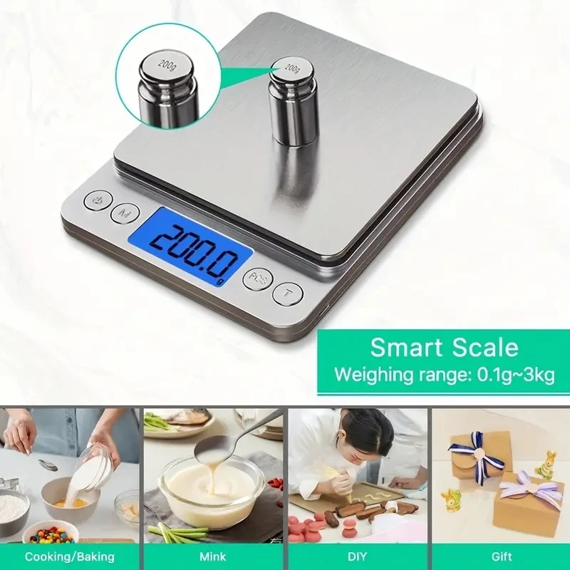 Balança de Cozinha Digital com Display Lcd Pequena Balança Jóias Balanças Alimentares Grama Peso Digital oz 0.01g 0.1g