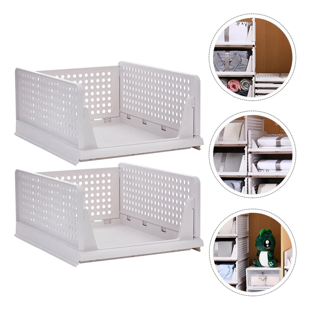 

2Pcs Drawer Type Clothes Organizer Stackable Plastic Clothes Storage Drawers Ventilated Moldproof Wardrobe Closet Organizer Rack