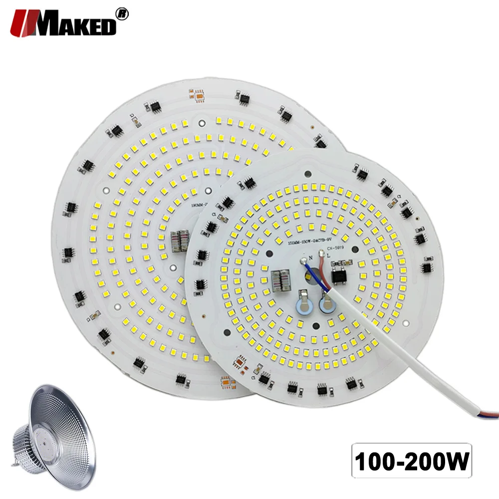 5 Pcs AC 220V LED PCB Lamp Plate 100W 150W 200W 100%Full Power Driverless 2835 Doide Source Panel For Factory Light Replace DIY