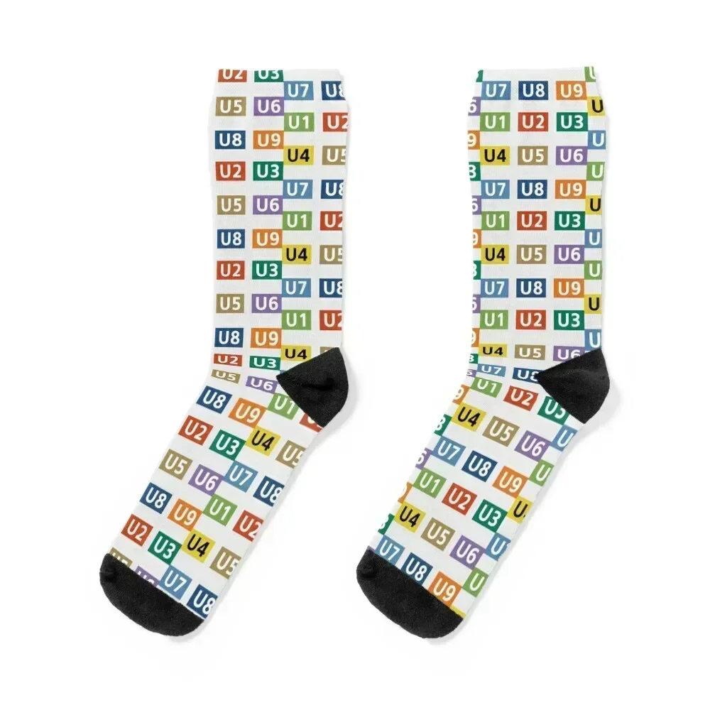 

U1 - U9 Berlin U-Bahn Multisticker Logo Design Socks cool Rugby designer Man Socks Women's