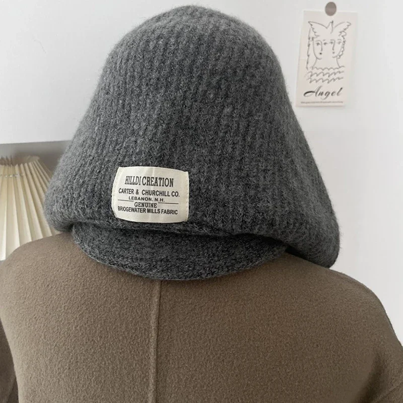 Winterwarme Woll-Strickmütze mit Falschem Schalkragen, Kapuzenpullover und Einteiligem Nackenwärmer für den Außeneinsatz bei Kälte – Detail 12