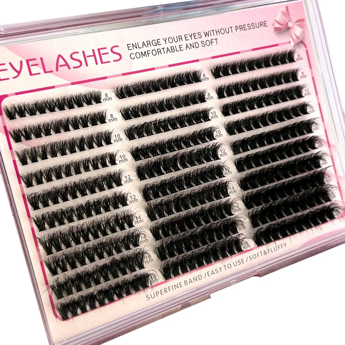 HBZGTLAD 60D80D100D Wispy Einzelwimpern-Extensions, DIY Wimpern-Cluster, 8-16mm Flauschige Dicke Wimpernbüschel