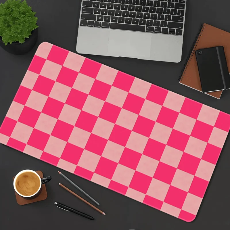 CIFBUY Large Mouse Pad Rubber Non Slip Gaming Desk Mat Pink Checkerboard Pattern Art Office Laptop Keyboard Protector Accessory
