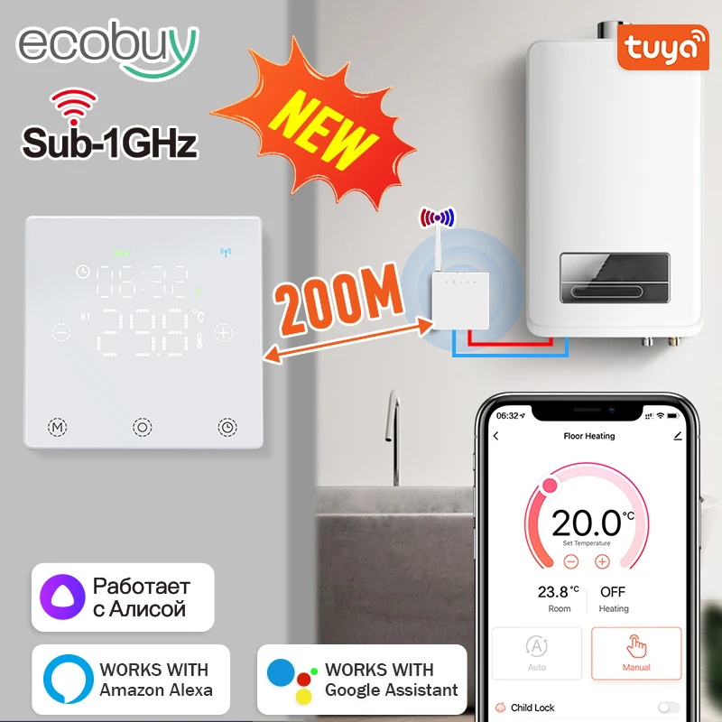 

Tuya Smart Wifi Boiler Thermostat Wireless Battery Powered Thermostat Wifi Gas Boiler Termostat Inteligent Google Home Alexa