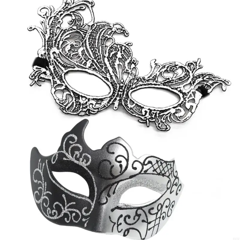 

B95F Couple Masquerades Mask Lace Half Face Mask Eye Mask Venetians Party Mask Halloween Costume Mask Mardi Gras Mask