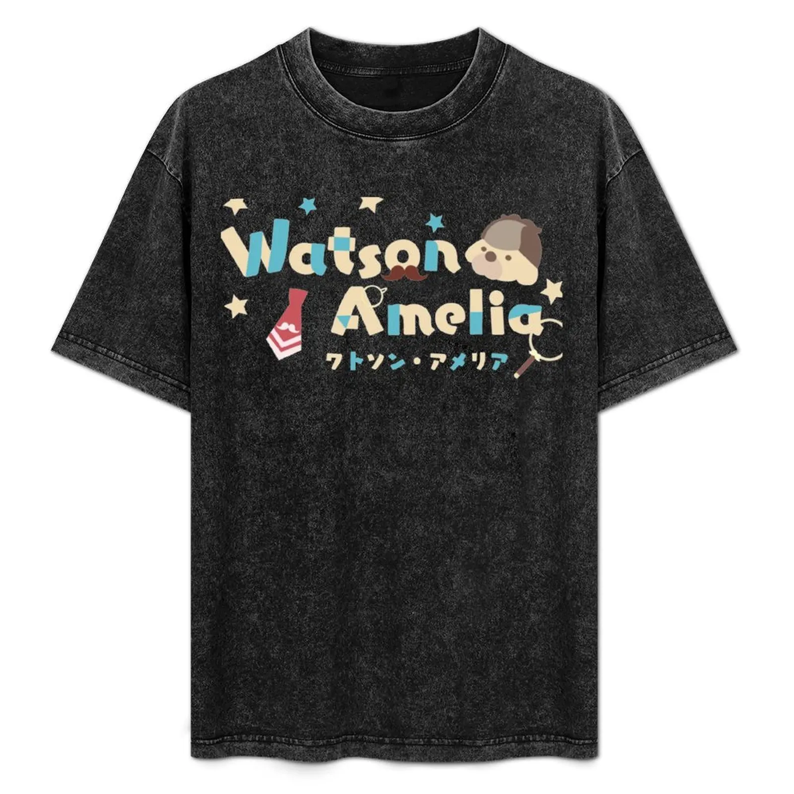 

Hololive - Watson Amelia Logo T-Shirt vintage topping mens graphic t-shirts