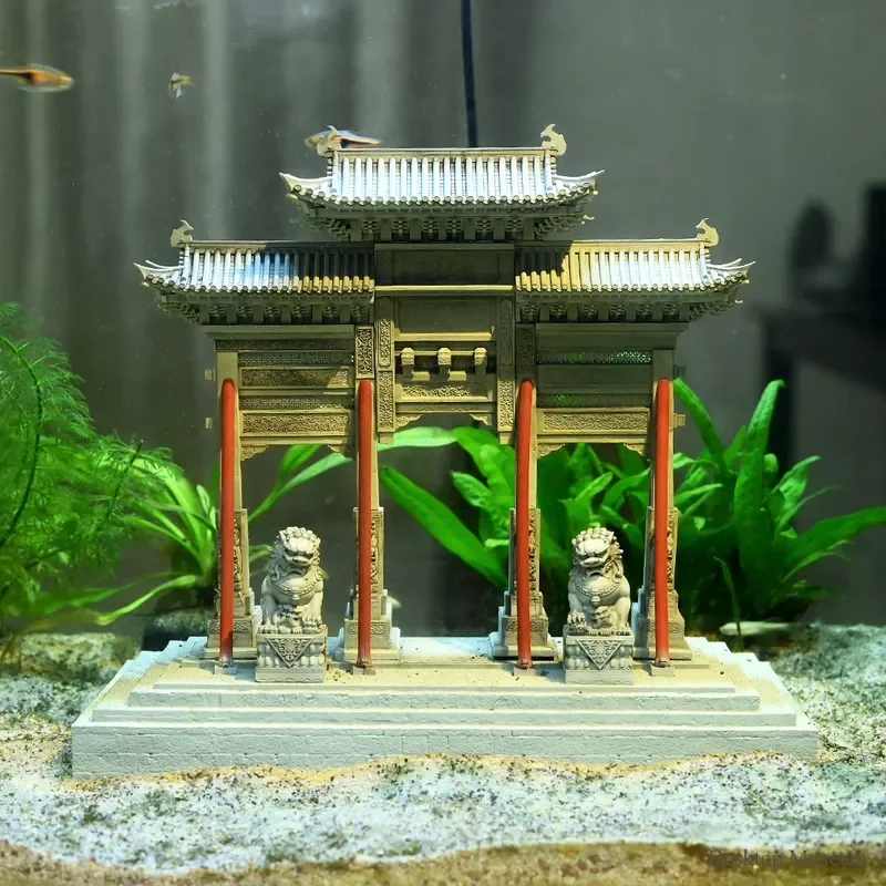 Long Fei Rabbit Dance 195mm Fish Tank Waterscape Chinese Archway Underwater Aquarium Decoration LTCP-415