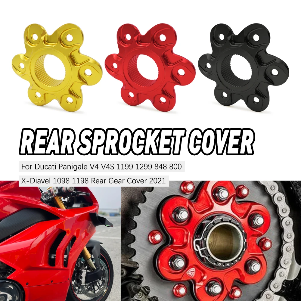 

Motorcycle CNC Aluminium Rear Sprocket Cover Drive Flange Cover 6 Bolts Sprockets For Ducati 1098 1198 1199 1299 Rear Gear Cover