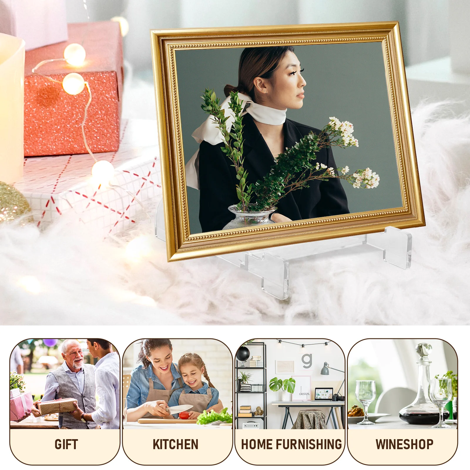 

5 Pcs Acrylic Photo Frame St Transparent Plate Display Household Folding Picture Holder Decorative Storage ganizer Desktop