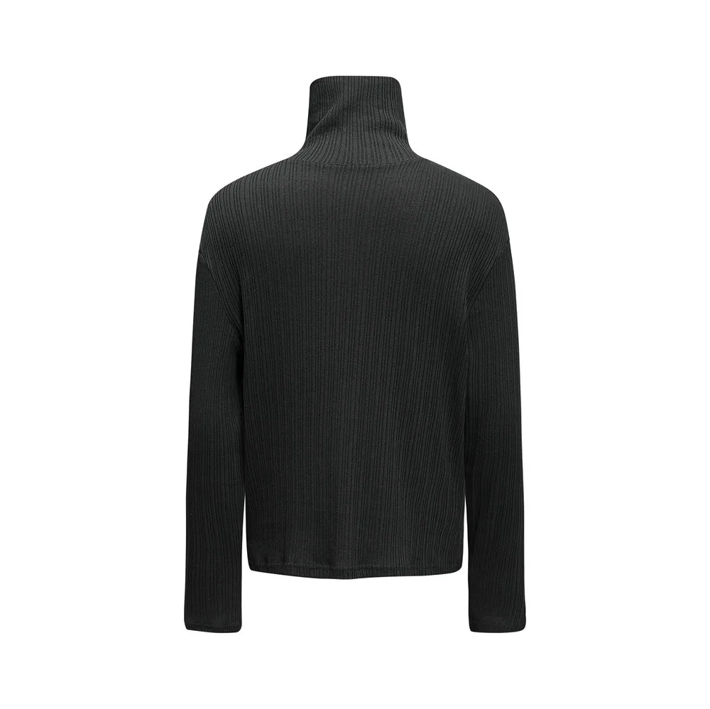 MWJLPWQ Turtleneck Long-Sleeve Base Knit T-Shirt Men Spring Autumn Button-Up High-Neck Loose Casual Fit Tide American Tops 20461