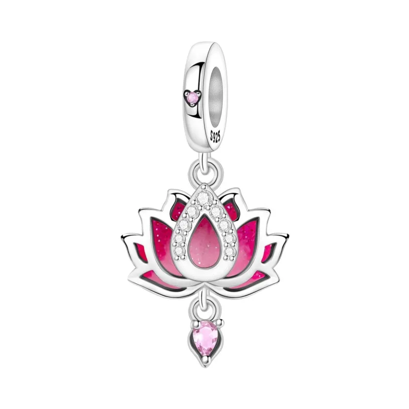 

MISEFF, стерлинговое серебро 925 пробы, двухслойный розовый кулон в виде лотоса, подвески, оригинальный браслет, бусины, ювелирные изделия «сделай сам», женские подарки