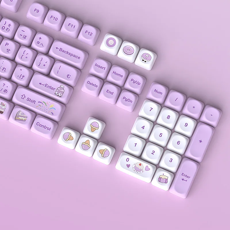 KUXM keycaps Taro Boba MOA Height 125 Keys 5-Side Heat Sublimation PBT Custom Keycaps