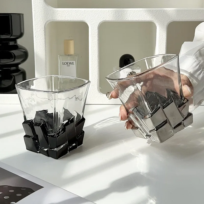 

Space Silver Ice Cube Art Limited Edition Wine Glass Creative Light Luxury Glass Cup High-end Water Cup Whiskey Glass