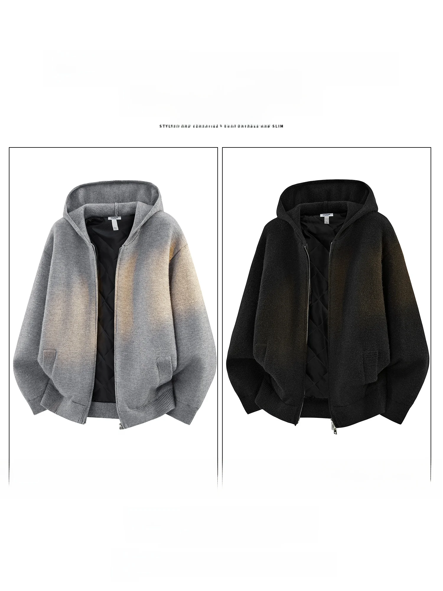 PaulFrank Men's Hooded Knitted Cotton Sweater Casual Loose Warm Winter Outerwear Bla Monkey Face Design Thiened Polyester