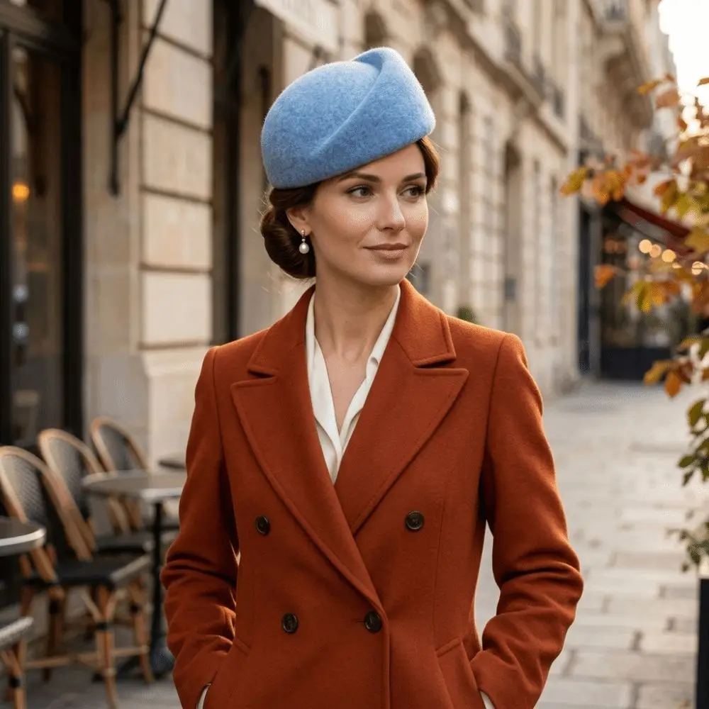 New Wool Blend Pillbox Hat Teardrop Hepburn Silhouette Painter Beret Foldable Brimless Beret Cap Wedding Occasion