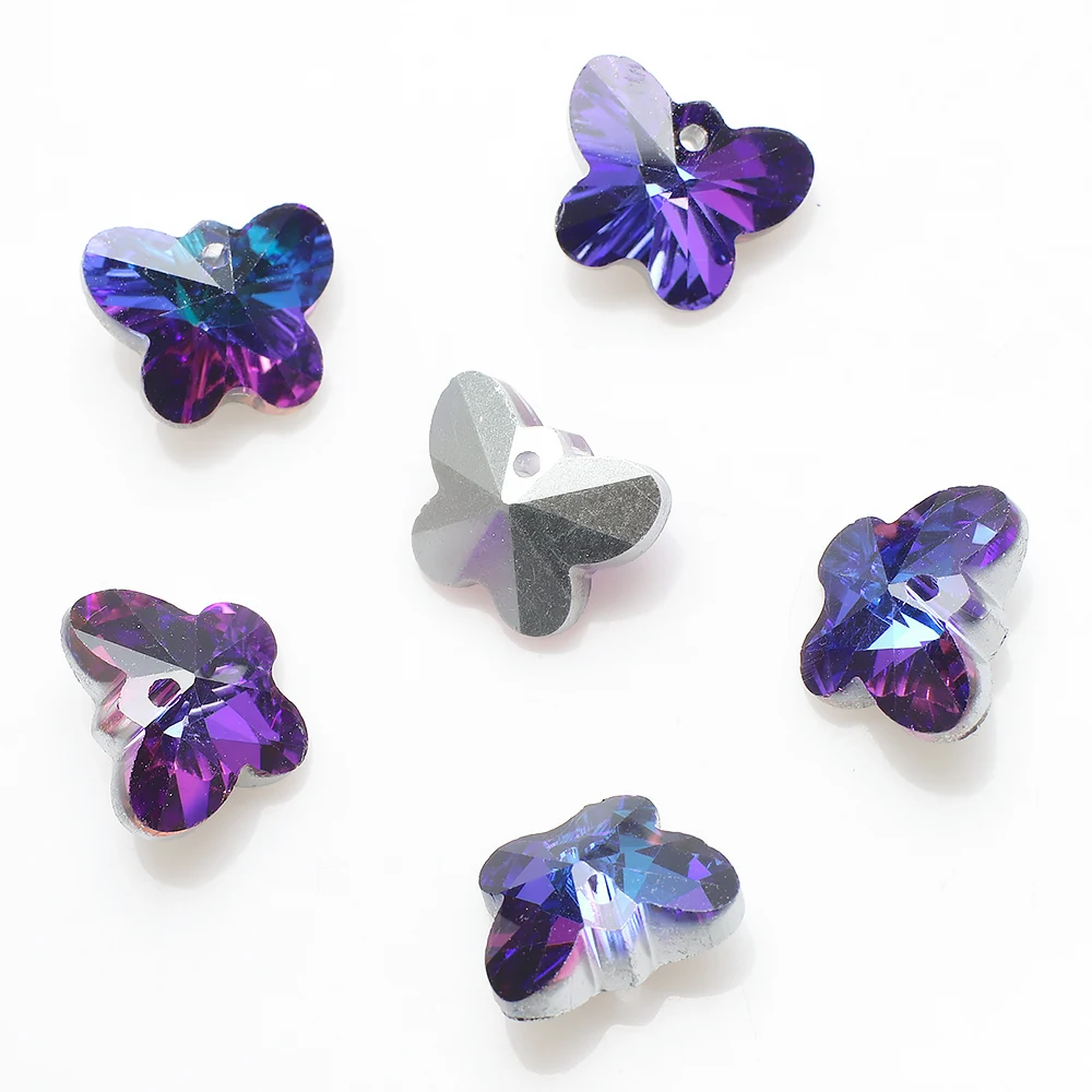 14mm 18mm Butterfly Pendant Gems Beads Glass Charms Crystal for Fashion Women DIY Jewelery Making Earring Necklace Accessories